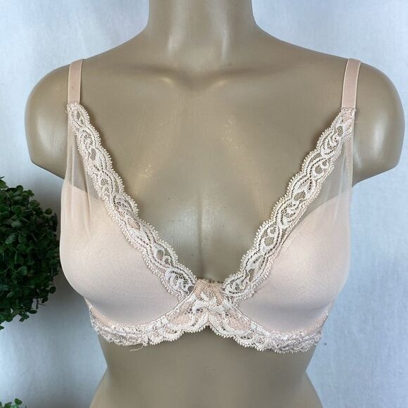 Natori Nude 730023 Feathers Lace Underwire Contour Bra 30DDD - Picture 2 of 7